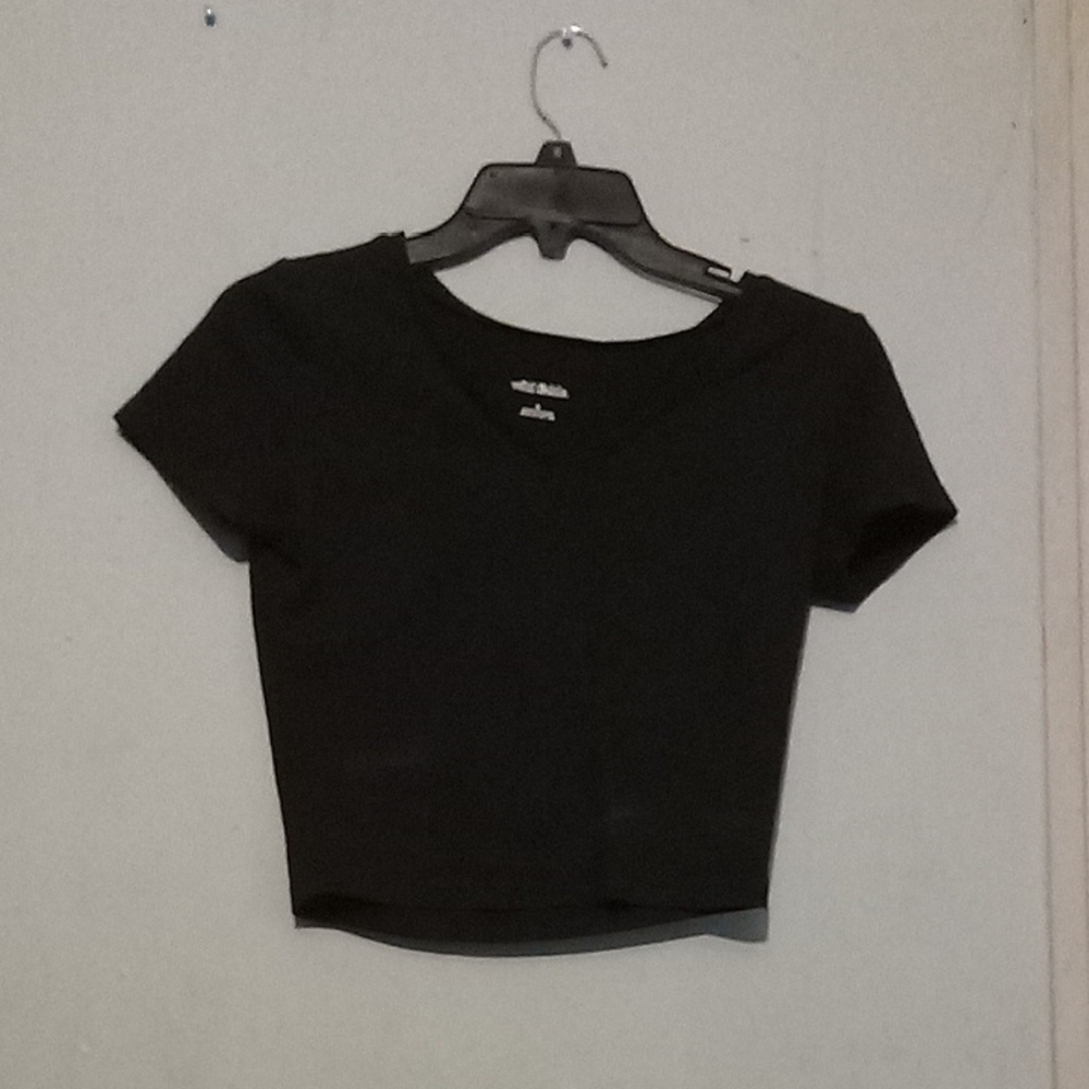 Wild Fable Black Short Sleeve Crop Top
